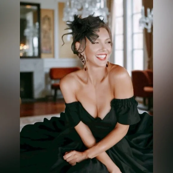 Fascinators Hat Women Tea Party Headband Flower Cocktail Mesh One Size Black NIP - Picture 3 of 9